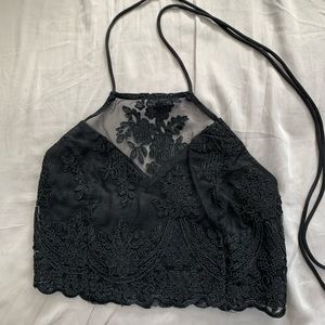 Black Lace Crop Top